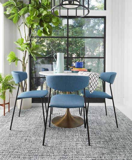 FLOR Tailored Touch dining room rug shown in Linen